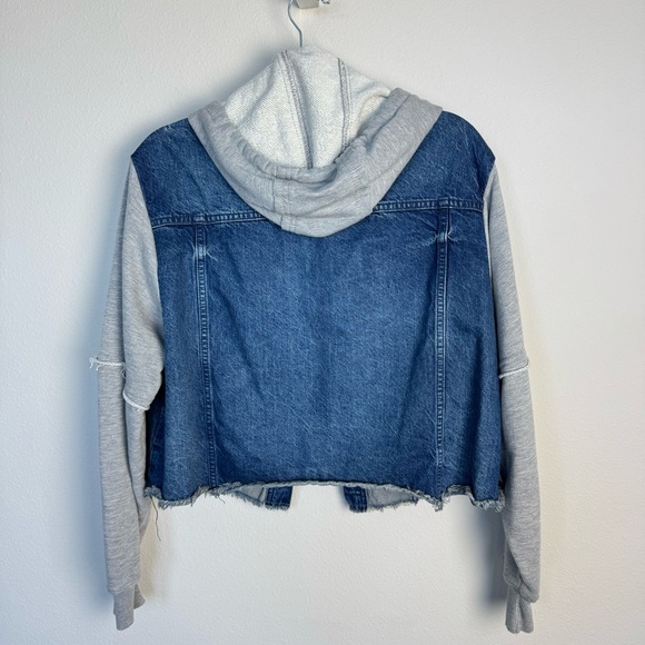 NWOT Free People Women's "Throwback Hooded Denim Knit Jacket" Boho Crop Size S - Picture 9 of 12
